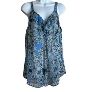 Avenue Studio Women Tunic Top 18/20 Floral Ruffle Babydoll Cottagecore Festival‎